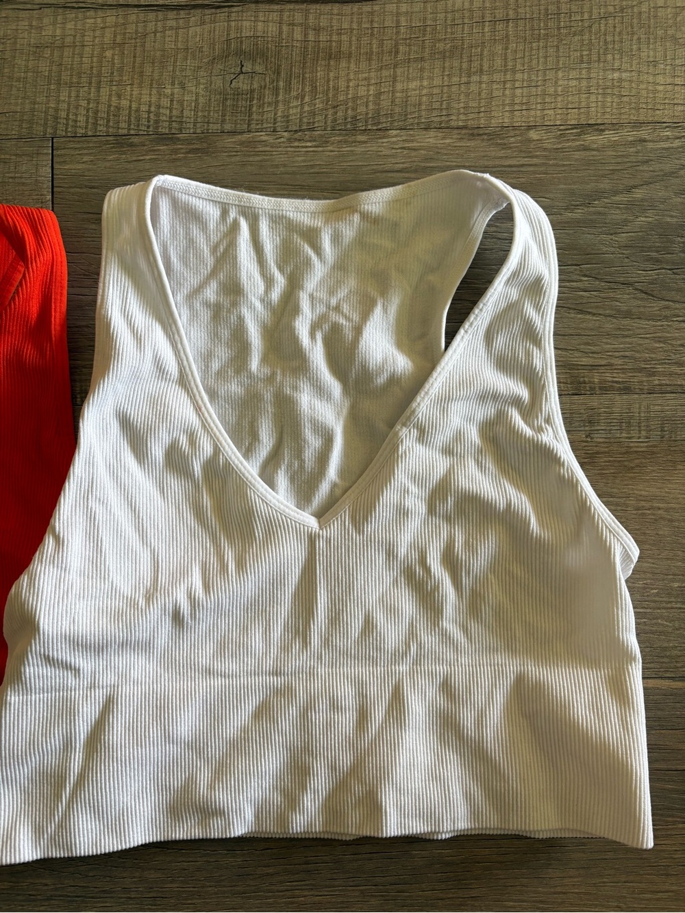Red and White Ribbed Tank Tops - Picture 3 of 3
